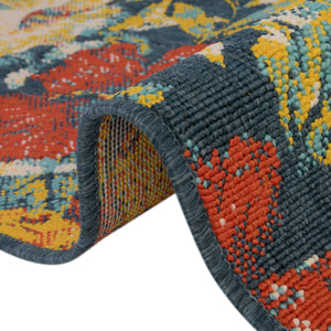 Multicolor 4' 1 x 4' 1 Outdoor Coastal Round Rug