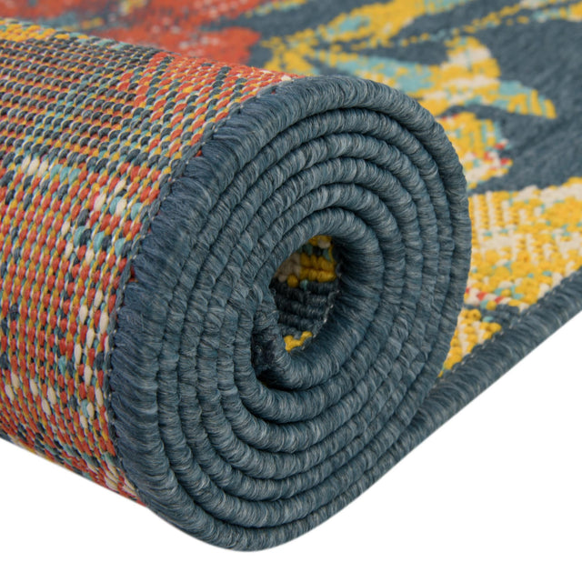 Multicolor 4' 1 x 4' 1 Outdoor Coastal Round Rug