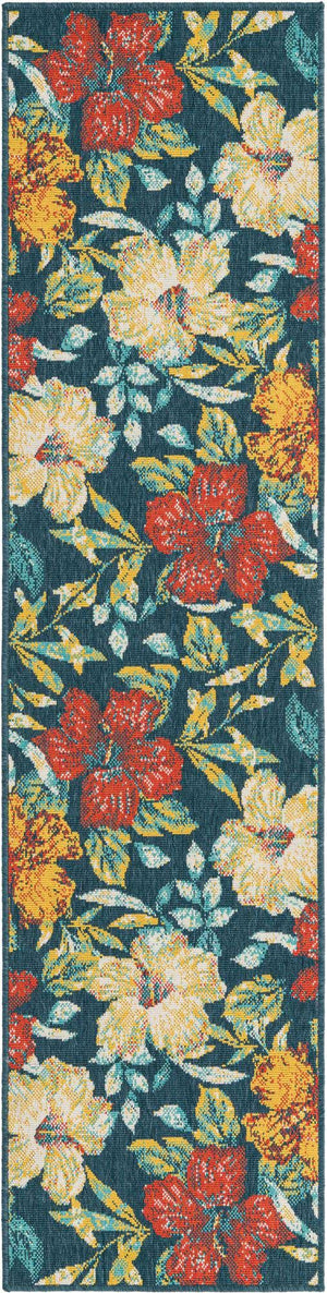 Multicolor 2' x 8' Outdoor Coastal Runner Area Rug Weather Resistant for Patio, Deck, Terrace, Balcony, Porch