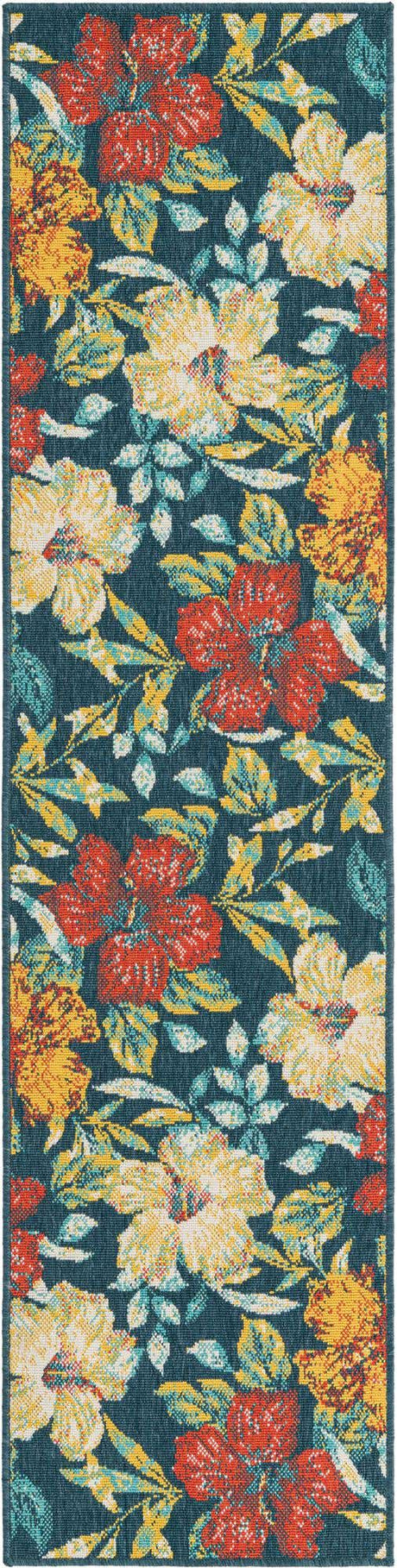 Multicolor 2' x 8' Outdoor Coastal Runner Area Rug Weather Resistant for Patio, Deck, Terrace, Balcony, Porch
