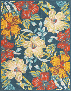Multicolor 7' 10 x 10' Outdoor Coastal Rectangle Area Rug Weather Resistant for Patio, Deck, Terrace, Balcony, Porch 100% Polypropylene Coastal Decor Carpet for Sale at Rug Engine