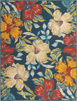 Multicolor 9' x 12' Outdoor Coastal Rectangle Area Rug Weather Resistant for Patio, Deck, Terrace, Balcony, Porch 100% Polypropylene Coastal Decor Carpet for Sale at Rug Engine