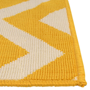 Yellow 9' x 12' Outdoor Coastal Rectangle Area Rug Weather Resistant for Patio, Deck, Terrace, Balcony, Porch