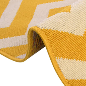 Yellow 5' 3 x 8' Outdoor Coastal Rectangle Area Rug Weather Resistant for Patio, Deck, Terrace, Balcony, Porch