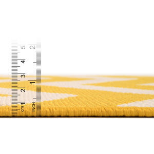 Yellow 2' x 6' 1 Outdoor Coastal Runner Area Rug Weather Resistant for Patio, Deck, Terrace, Balcony, Porch 100% Polypropylene Coastal Decor Carpet for Sale at Rug Engine