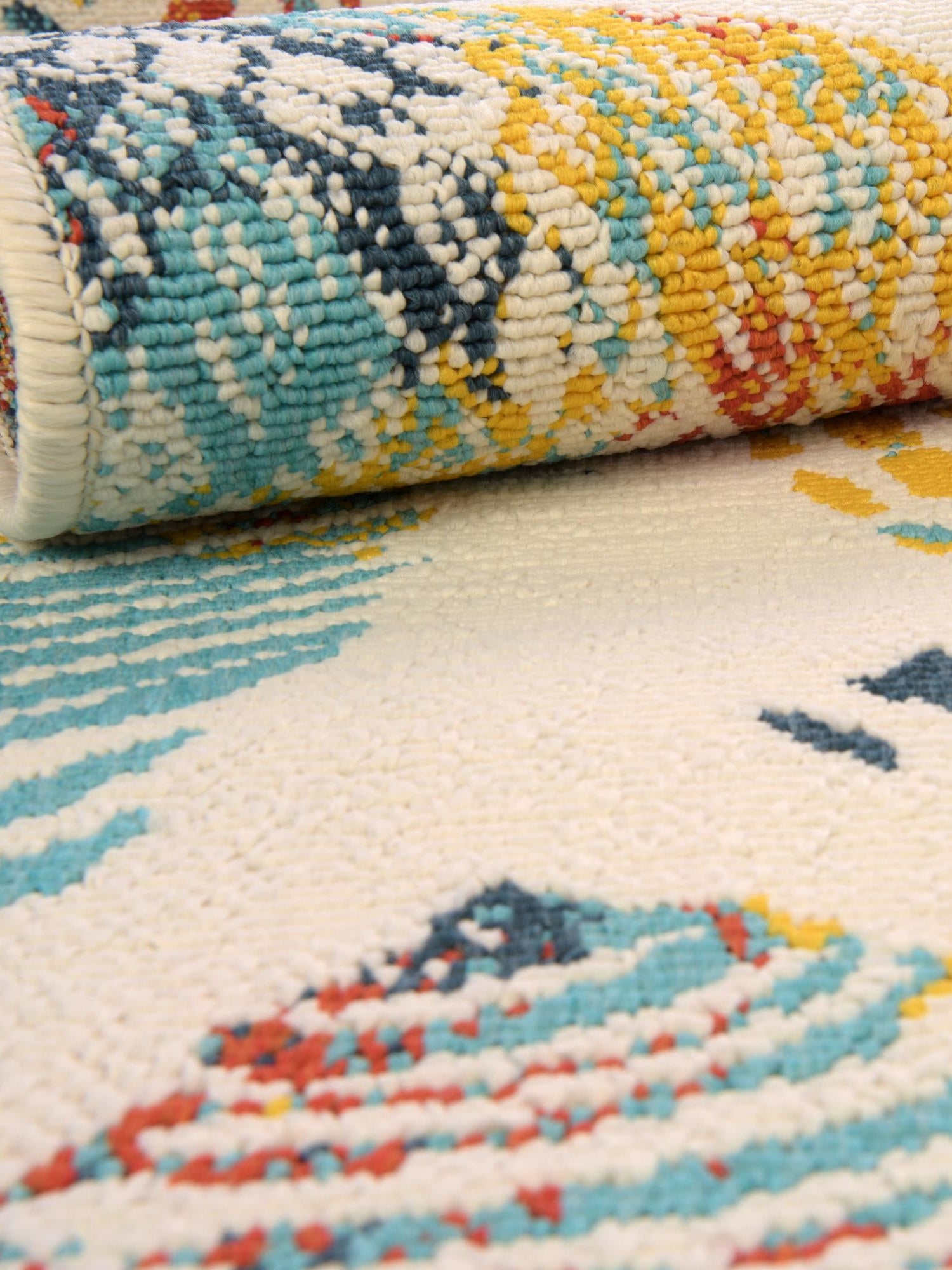 Multicolor 4' 1 x 4' 1 Outdoor Coastal Round Area Rug Weather Resistant for Patio, Deck, Terrace, Balcony, Porch 100% Polypropylene Coastal Decor Carpet for Sale at Rug Engine
