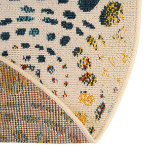 Multicolor 7' 1 x 7' 1 Outdoor Coastal Round Area Rug Weather Resistant for Patio, Deck, Terrace, Balcony, Porch
