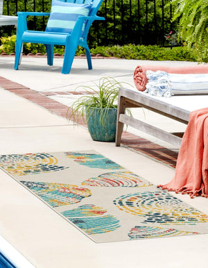 Multicolor 2' x 6' 1 Outdoor Coastal Runner Area Rug Weather Resistant for Patio, Deck, Terrace, Balcony, Porch