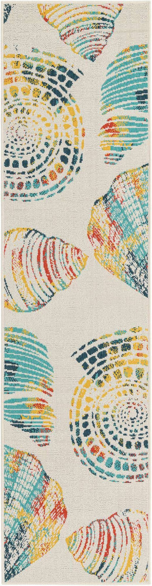 Multicolor 2' x 8' Outdoor Coastal Runner Area Rug Weather Resistant for Patio, Deck, Terrace, Balcony, Porch