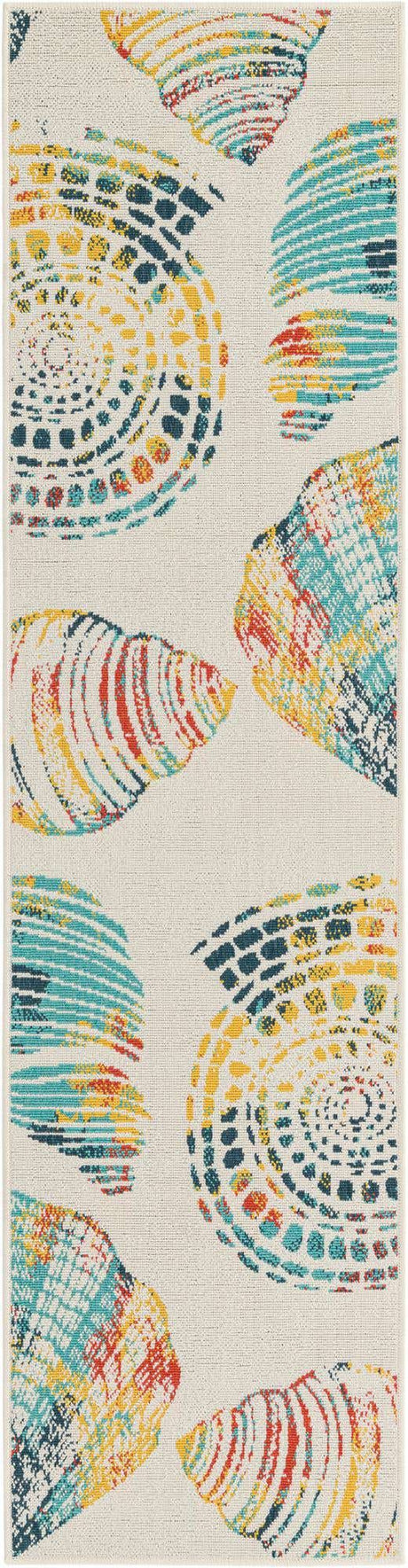 Multicolor 2' x 8' Outdoor Coastal Runner Area Rug Weather Resistant for Patio, Deck, Terrace, Balcony, Porch