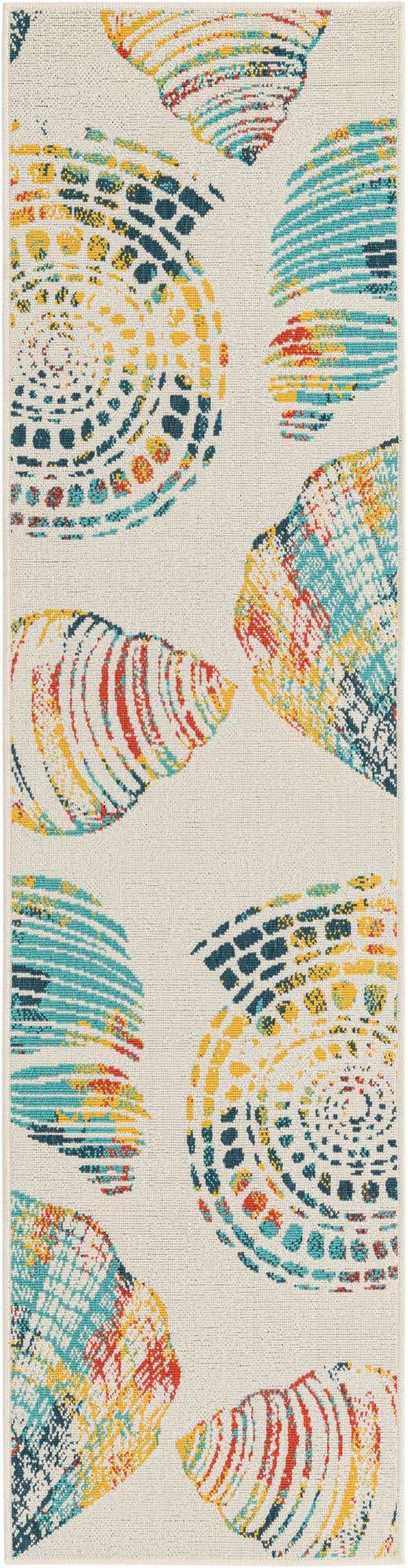 Multicolor 2' x 8' Outdoor Coastal Runner Area Rug Weather Resistant for Patio, Deck, Terrace, Balcony, Porch