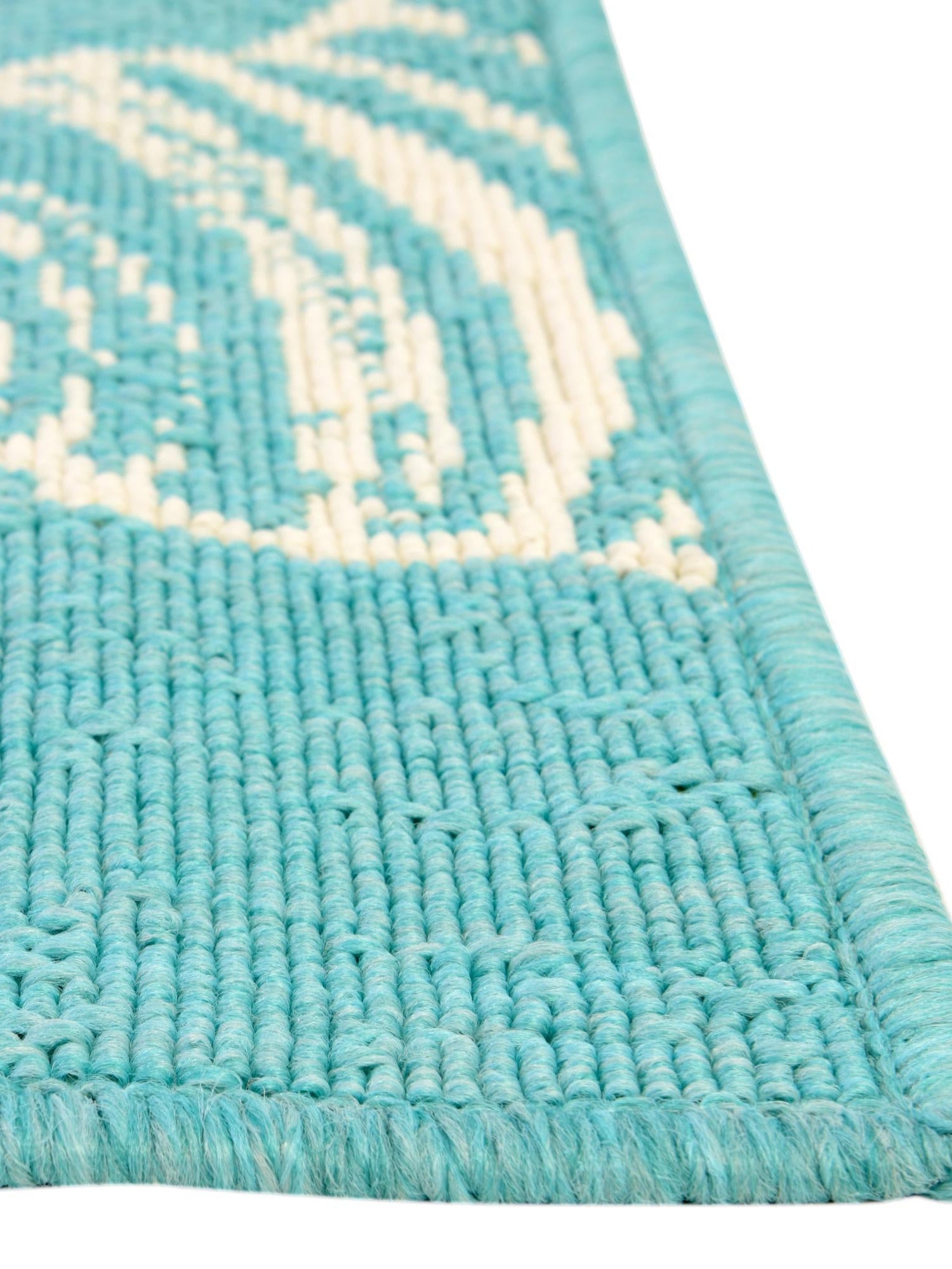 Teal 2' x 6' 1 Outdoor Coastal Runner Area Rug Weather Resistant for Patio, Deck, Terrace, Balcony, Porch 100% Polypropylene Coastal Decor Carpet for Sale at Rug Engine