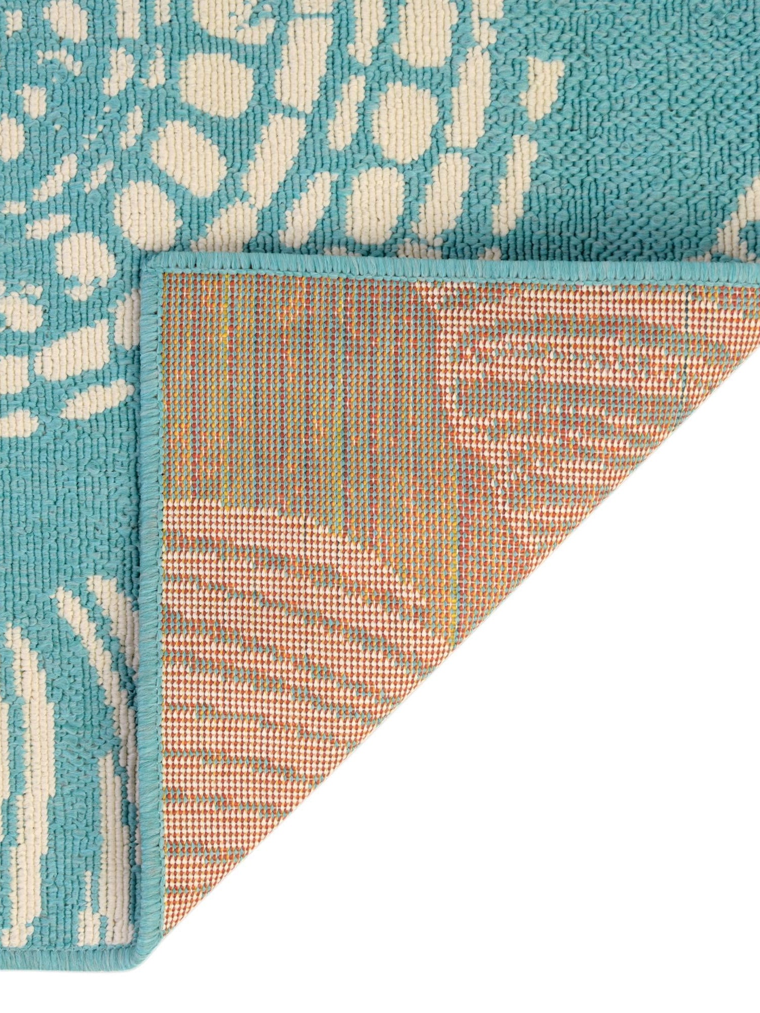 Teal 2' x 6' 1 Outdoor Coastal Runner Area Rug Weather Resistant for Patio, Deck, Terrace, Balcony, Porch 100% Polypropylene Coastal Decor Carpet for Sale at Rug Engine