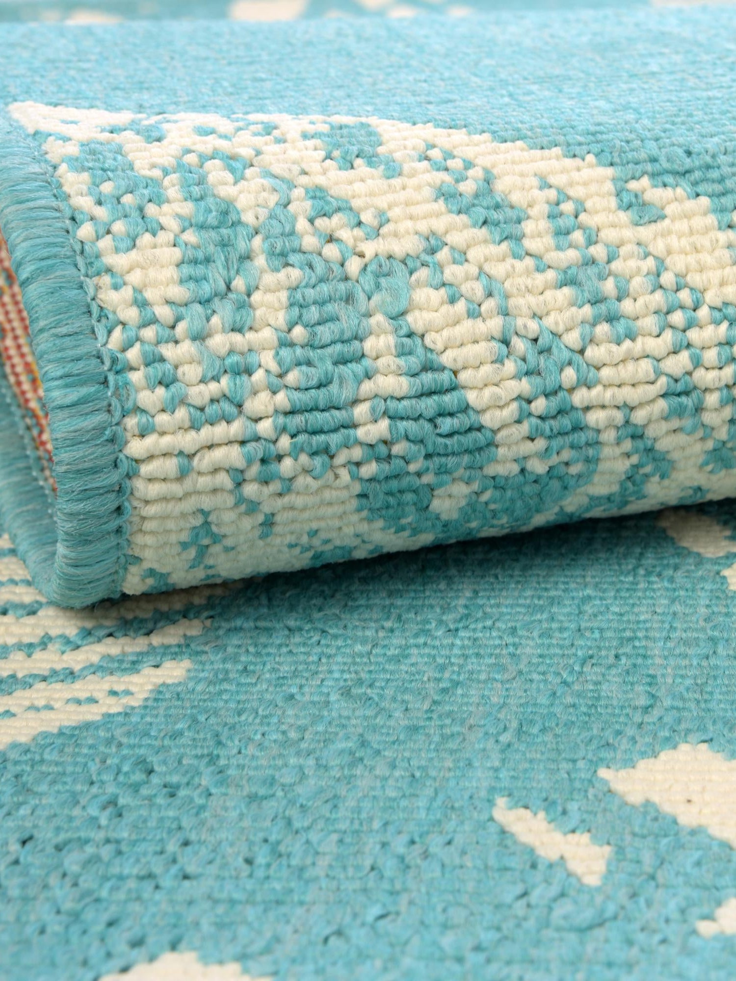 Teal 7' 1 x 7' 1 Outdoor Coastal Round Area Rug Weather Resistant for Patio, Deck, Terrace, Balcony, Porch 100% Polypropylene Coastal Decor Carpet for Sale at Rug Engine