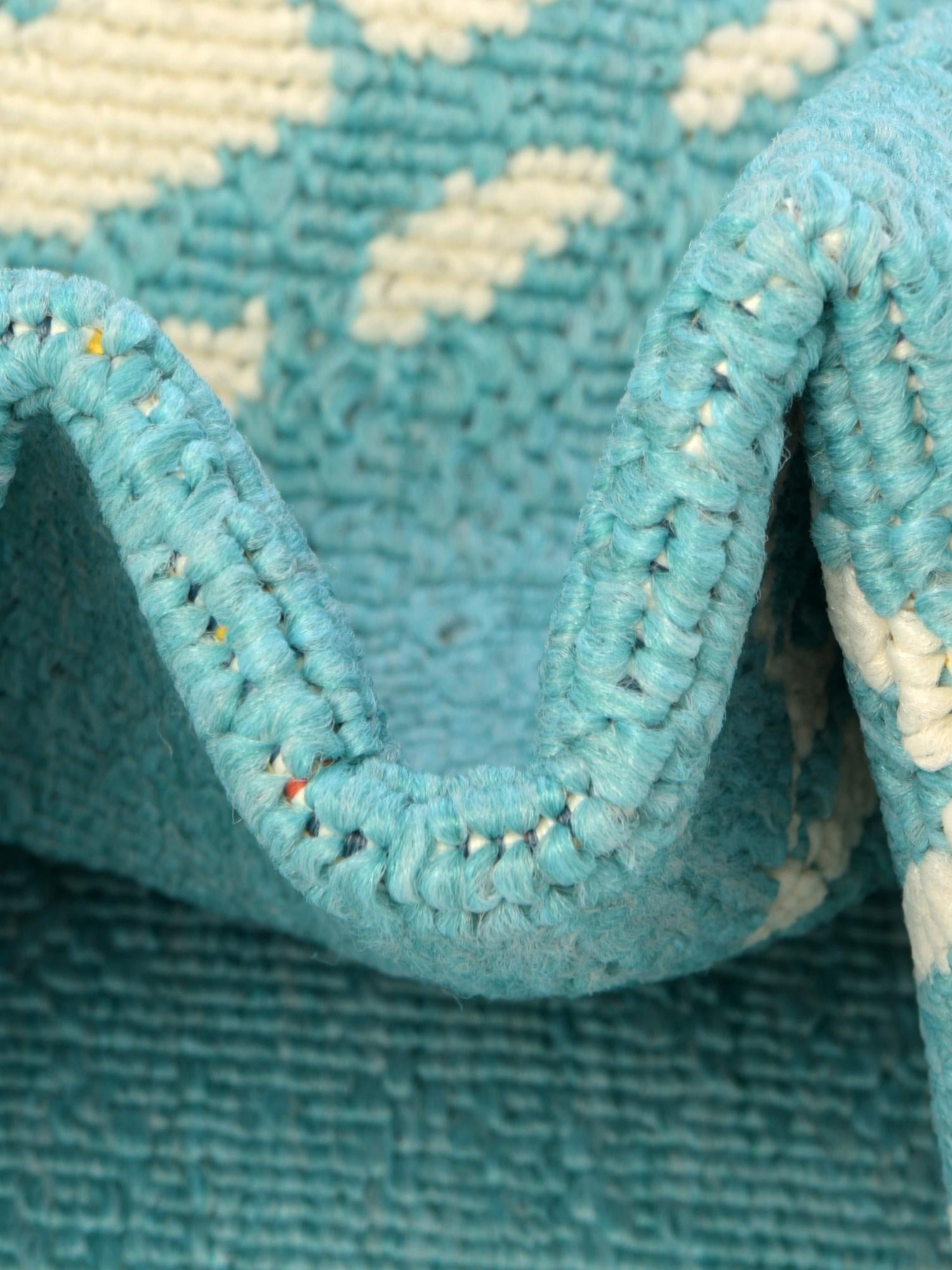 Teal 7' 1 x 7' 1 Outdoor Coastal Round Area Rug Weather Resistant for Patio, Deck, Terrace, Balcony, Porch 100% Polypropylene Coastal Decor Carpet for Sale at Rug Engine