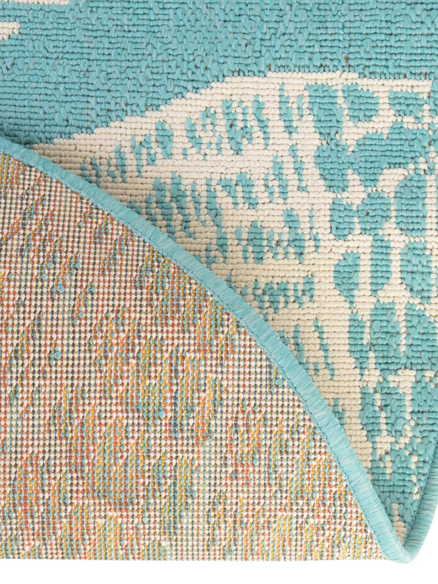 Teal 7' 1 x 7' 1 Outdoor Coastal Round Area Rug Weather Resistant for Patio, Deck, Terrace, Balcony, Porch 100% Polypropylene Coastal Decor Carpet for Sale at Rug Engine