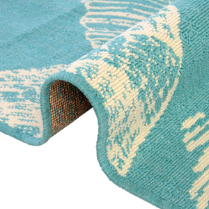 Teal 7' 1 x 7' 1 Outdoor Coastal Round Area Rug Weather Resistant for Patio, Deck, Terrace, Balcony, Porch 100% Polypropylene Coastal Decor Carpet for Sale at Rug Engine
