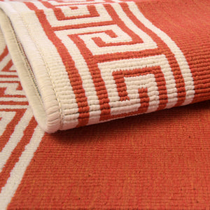 Rust Red 4' 1 x 4' 1 Outdoor Coastal Round Area Rug Weather Resistant for Patio, Deck, Terrace, Balcony, Porch 100% Polypropylene Coastal Decor Carpet for Sale at Rug Engine