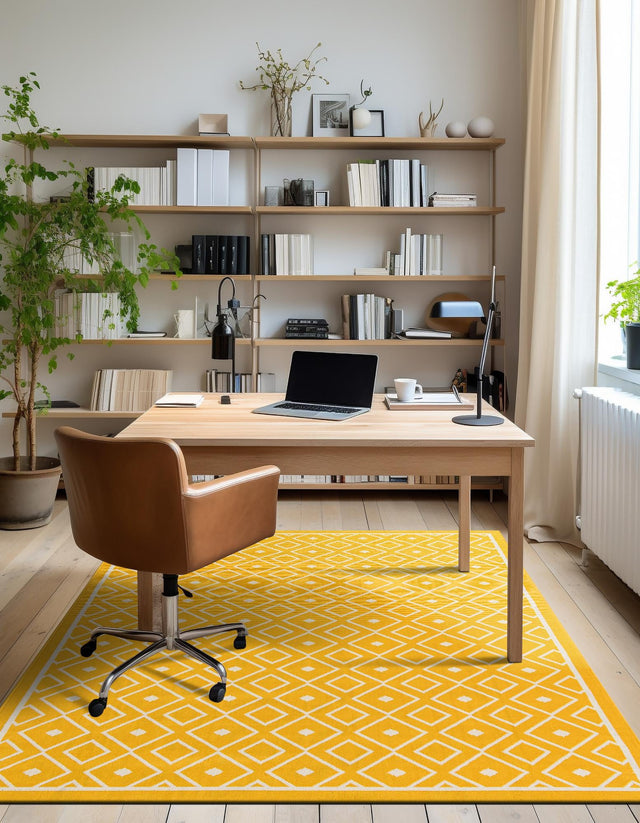 Yellow 9' x 12' Outdoor Trellis Rectangle Rug