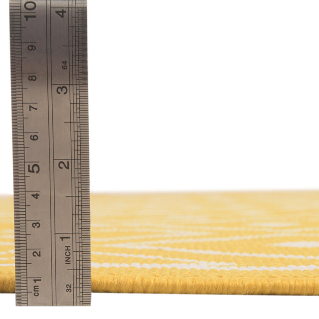 Yellow 8' x 8' Outdoor Trellis Square Area Rug Weather Resistant for Patio, Deck, Terrace, Balcony, Porch Geometric Design Water Safe Outside Carpet for Sale at Rug Engine