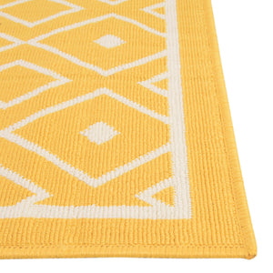 Yellow 8' x 8' Outdoor Trellis Square Area Rug Weather Resistant for Patio, Deck, Terrace, Balcony, Porch Geometric Design Water Safe Outside Carpet for Sale at Rug Engine