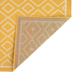 Yellow 8' x 8' Outdoor Trellis Square Area Rug Weather Resistant for Patio, Deck, Terrace, Balcony, Porch Geometric Design Water Safe Outside Carpet for Sale at Rug Engine