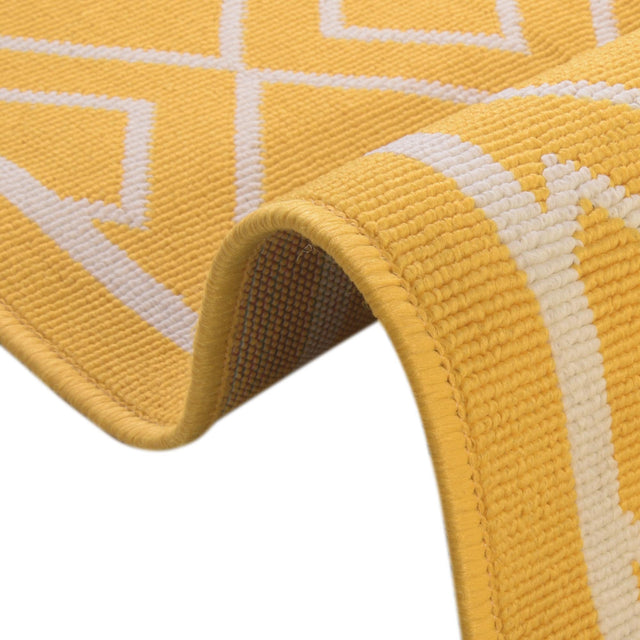 Yellow 8' x 8' Outdoor Trellis Square Area Rug Weather Resistant for Patio, Deck, Terrace, Balcony, Porch Geometric Design Water Safe Outside Carpet for Sale at Rug Engine
