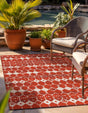 Rust Red 9' x 12' Outdoor Trellis Rectangle Area Rug Weather Resistant for Patio, Deck, Terrace, Balcony, Porch Geometric Design Water Safe Outside Carpet for Sale at Rug Engine