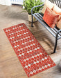 Rust Red 2' x 8' Outdoor Trellis Runner Area Rug Weather Resistant for Patio, Deck, Terrace, Balcony, Porch Geometric Design Water Safe Outside Carpet for Sale at Rug Engine