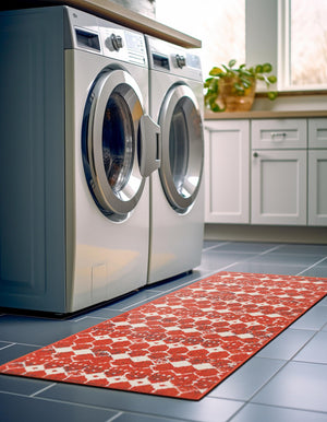Rust Red 2' x 8' Outdoor Trellis Runner Area Rug Weather Resistant for Patio, Deck, Terrace, Balcony, Porch Geometric Design Water Safe Outside Carpet for Sale at Rug Engine