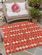 Rust Red 7' 10 x 7' 10 Outdoor Trellis Square Area Rug Weather Resistant for Patio, Deck, Terrace, Balcony, Porch Geometric Design Water Safe Outside Carpet for Sale at Rug Engine