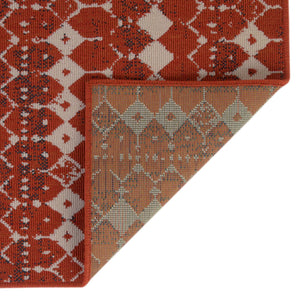 Rust Red 7' 10 x 7' 10 Outdoor Trellis Square Area Rug Weather Resistant for Patio, Deck, Terrace, Balcony, Porch Geometric Design Water Safe Outside Carpet for Sale at Rug Engine