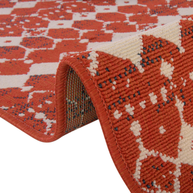 Rust Red 7' 10 x 7' 10 Outdoor Trellis Square Area Rug Weather Resistant for Patio, Deck, Terrace, Balcony, Porch Geometric Design Water Safe Outside Carpet for Sale at Rug Engine