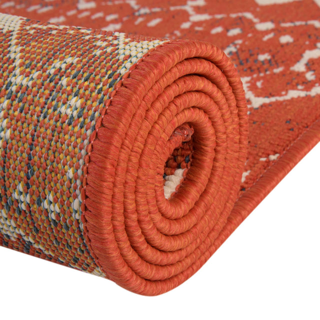 Rust Red 7' 10 x 7' 10 Outdoor Trellis Square Area Rug Weather Resistant for Patio, Deck, Terrace, Balcony, Porch Geometric Design Water Safe Outside Carpet for Sale at Rug Engine