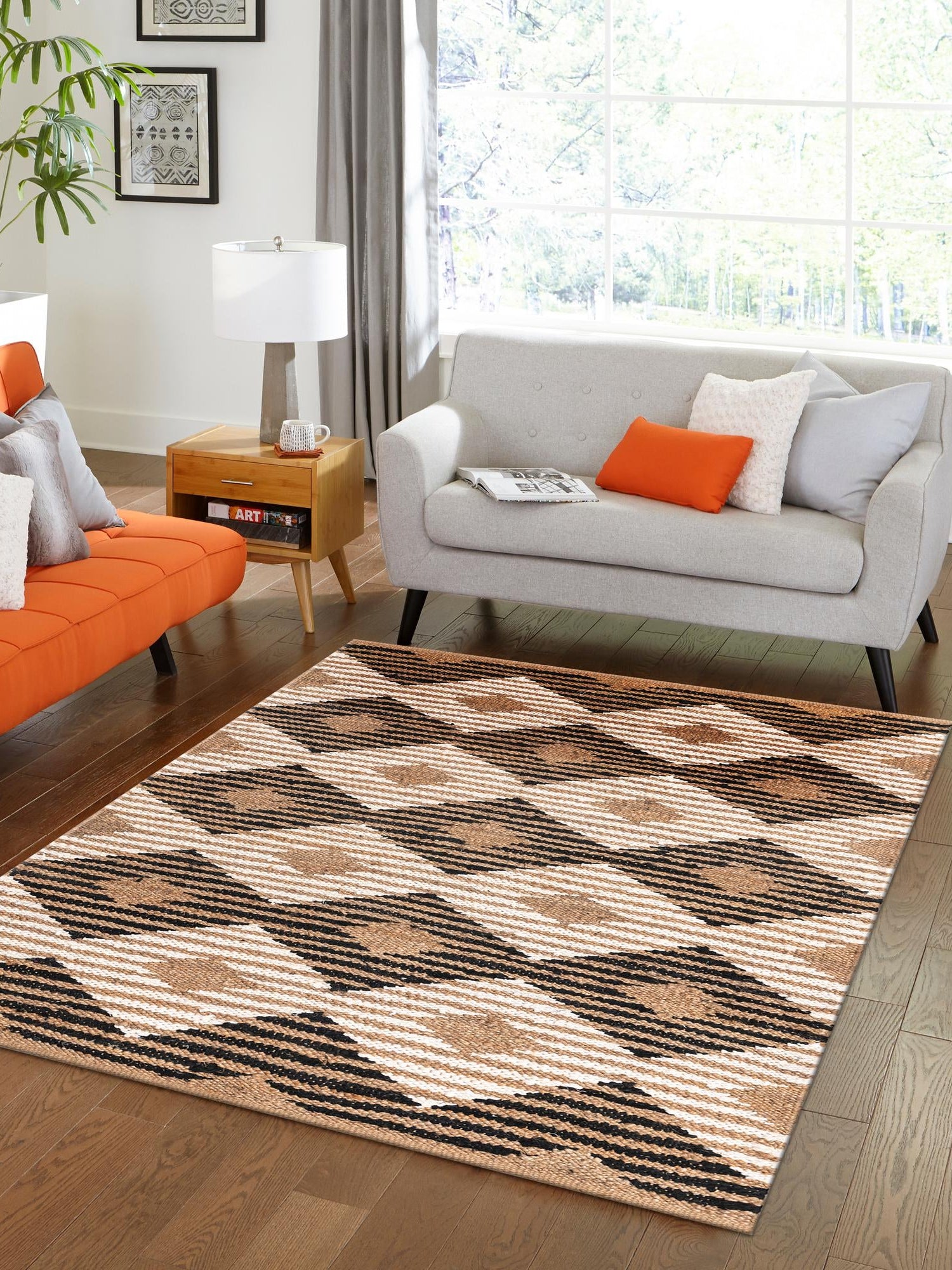 Natural Black 9' x 12' Chindi Jute Rectangle Area Rug Interior Design Home Decor Carpet Mat for Sale at Rug Engine