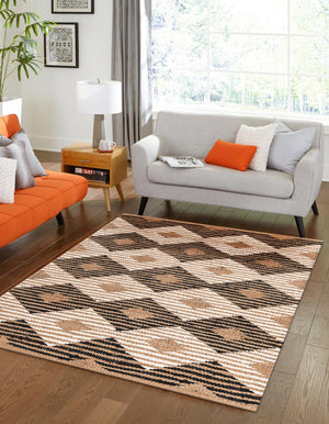 Natural Black 6' 1 x 9' Chindi Jute Rectangle Area Rug Interior Design Home Decor Carpet Mat for Sale at Rug Engine