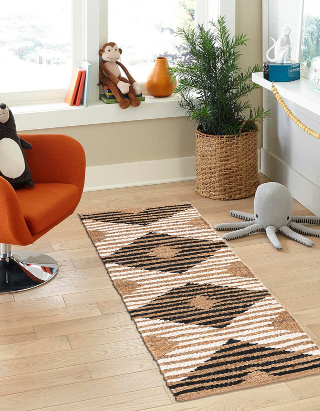 Natural Black 2' x 6' 1 Chindi Jute Runner Area Rug Interior Design Home Decor Carpet Mat for Sale at Rug Engine