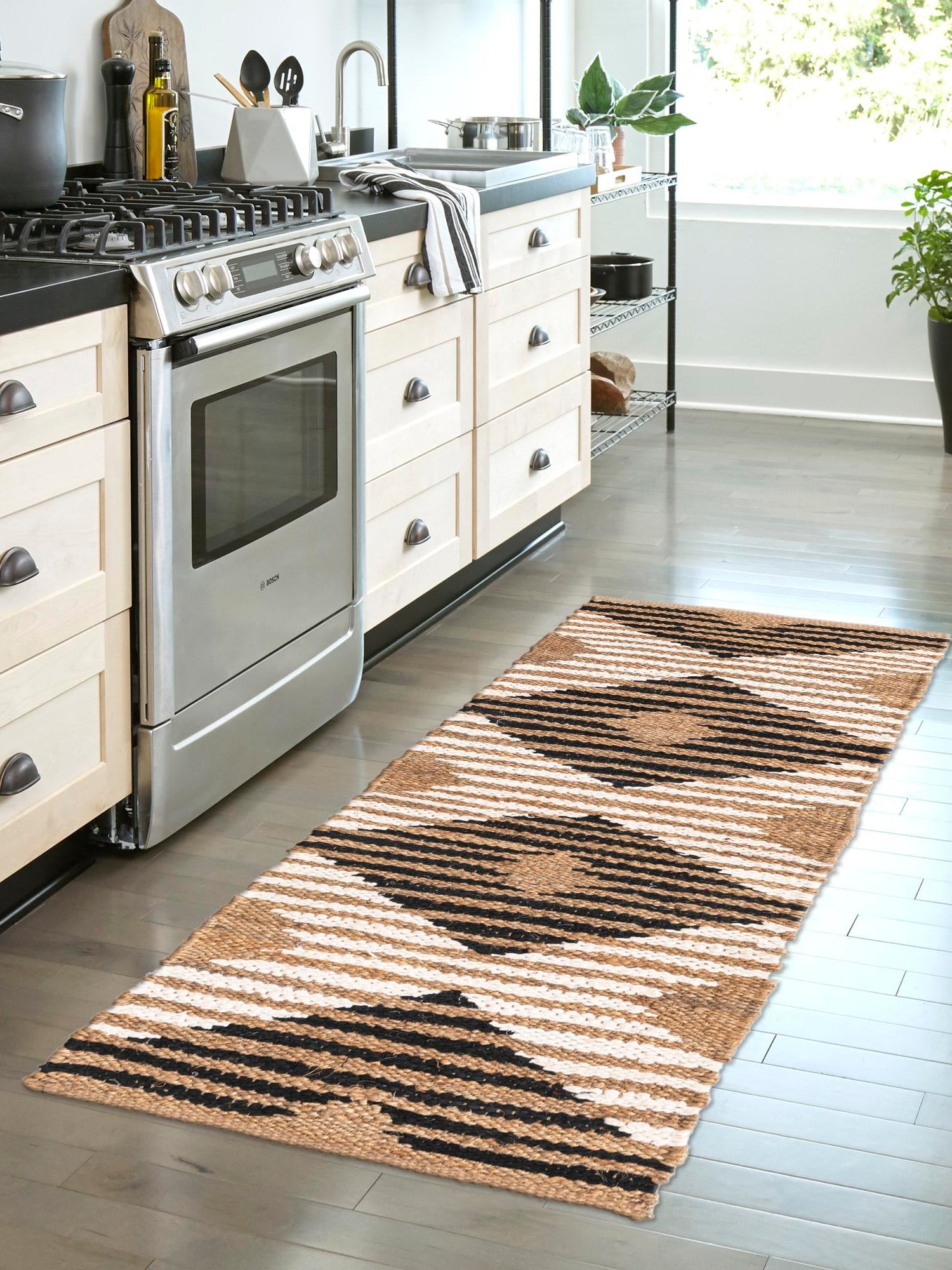 Natural Black 2' x 6' 1 Chindi Jute Runner Area Rug Interior Design Home Decor Carpet Mat for Sale at Rug Engine
