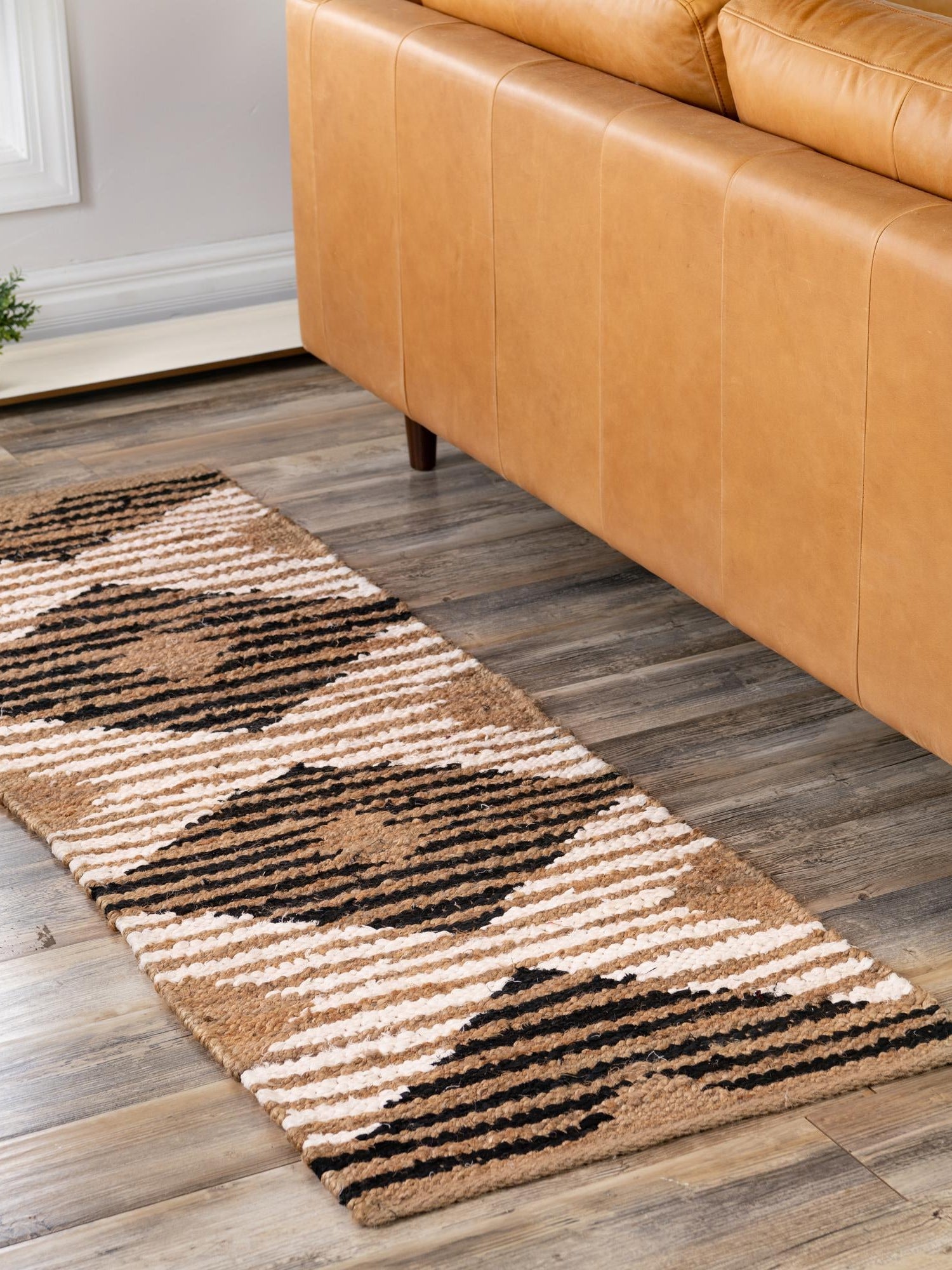 Natural Black 2' x 6' 1 Chindi Jute Runner Area Rug Interior Design Home Decor Carpet Mat for Sale at Rug Engine