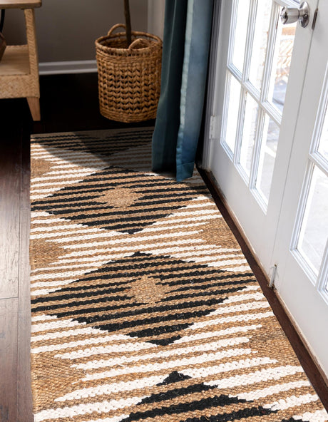 Natural Black 2' 7 x 8' Chindi Jute Runner Area Rug Interior Design Home Decor Carpet Mat for Sale at Rug Engine