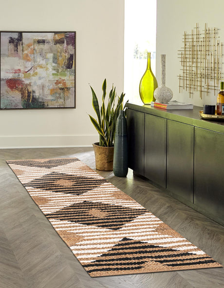 Natural Black 2' x 6' 1 Chindi Jute Runner Area Rug Interior Design Home Decor Carpet Mat for Sale at Rug Engine