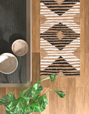 Natural Black 2' x 6' 1 Chindi Jute Runner Area Rug Interior Design Home Decor Carpet Mat for Sale at Rug Engine