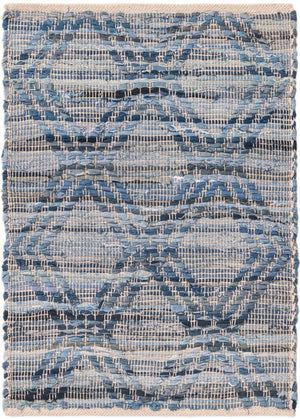 Denim blue 2' 2 x 3' 1 Chindi Cotton Rectangle Area Rug Interior Design Home Decor Carpet Mat for Sale at Rug Engine