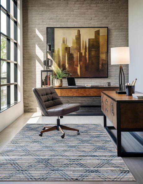 Denim blue 9' x 12' Chindi Cotton Rectangle Area Rug Interior Design Home Decor Carpet Mat for Sale at Rug Engine