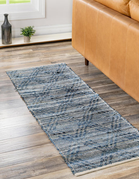 Denim blue 2' x 6' 1 Chindi Cotton Runner Rug