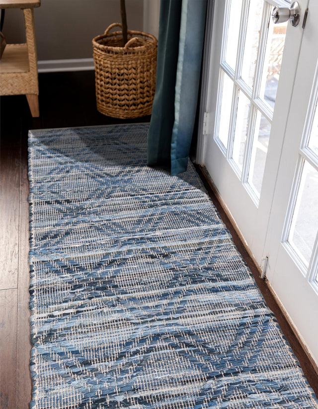 Denim blue 2' x 6' 1 Chindi Cotton Runner Area Rug Interior Design Home Decor Carpet Mat for Sale at Rug Engine