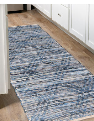 Denim blue 2' 7 x 8' Chindi Cotton Runner Area Rug Interior Design Home Decor Carpet Mat for Sale at Rug Engine