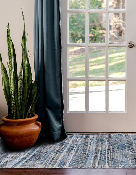 Denim blue 2' x 6' 1 Chindi Cotton Runner Area Rug Interior Design Home Decor Carpet Mat for Sale at Rug Engine