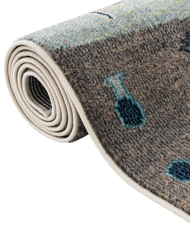 Ivory Gray Blue 7' 10 x 10' Vivid Rectangle Area Rug Colorful Modern Unique Indoor Easy Clean Durable Carpet Mat for Home Interior Design & Decor for Sale at Rug Engine