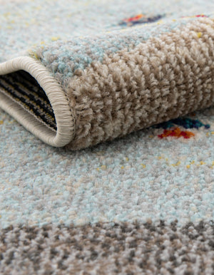 Ivory Gray Blue 2' 7 x 12' Vivid Runner Area Rug Colorful Modern Unique Indoor Easy Clean Durable Carpet Mat for Home Interior Design & Decor for Sale at Rug Engine
